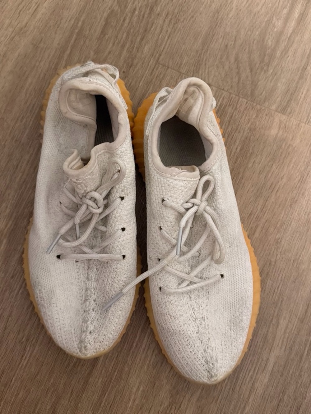 Men's Casual Knit Sneakers in White with Gum Sole